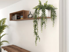 Forn Wall Shelf 156 cm – 2 Compartments, Dark Delano Oak & White Gloss
