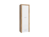 Balder Closed Bookcase with Drawer | Riviera Oak / White Gloss | 62×192 cm