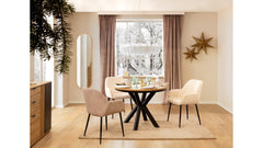 Eland Round Extendable Dining Table Ø100→200 cm – Wotan Oak / Black | Loft Industrial Style