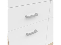 Brando 4 Wardrobe 181 cm – White Matt | Mirror Centre Doors | Hanging Rail | 8 Drawers | Shelves | Grey Textile Interior | 181×199×58 cm