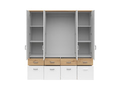 Brando 4 Wardrobe – Artisan Oak, White & Textile, 181 cm