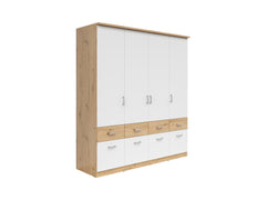 Brando 4 Wardrobe – Artisan Oak, White & Textile, 181 cm