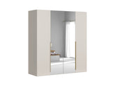 Flex 4-Door Wardrobe with Mirror 200 cm – Cashmere & Grey, 218 cm Tall