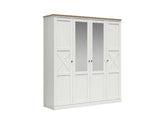 Frija Wardrobe 203 cm – 4-Door Scandinavian Wardrobe with Mirrors, 2 Rails & Soft-Close Hinges | Andersen Pine / Artisan Oak