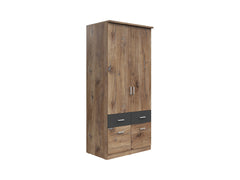 Brando 2 Wardrobe – Dark Flagstaff Oak & Graphite, 91 cm