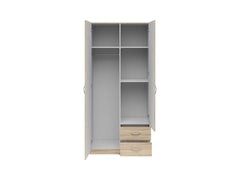 Casao Wardrobe 2-Door with 2 Drawers – Sonoma Oak | Compact Bedroom Wardrobe