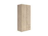 Casao Wardrobe 2-Door with 2 Drawers – Sonoma Oak | Compact Bedroom Wardrobe