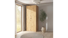 Flex Double Door Wardrobe 100cm – Artisan Oak, 7 Shelves & 3 Drawers