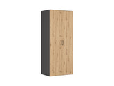 Flex 2-Door Wardrobe 100x240 cm – Graphite / Artisan Oak