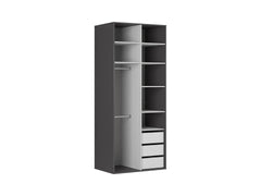 Flex 2-Door Wardrobe 100 cm – Graphite & Wotan Oak, 10-Year Warranty