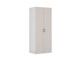 Flex 2-Door Wardrobe 100×240 cm – 2 Hanging Rails, 3 Full-Extension Drawers, Shelves | White & Cashmere