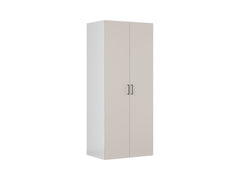 Flex 2-Door Wardrobe 100×240 cm – 2 Hanging Rails, 3 Full-Extension Drawers, Shelves | White & Cashmere