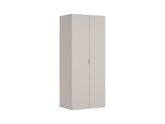 Flex Double Door Wardrobe 100 cm – Cashmere & Gold Edge Handles | 2 Hanging Rails | 3 Full-Extension Drawers | Shelves | Grey Canvas Interior | 100×240×66 cm