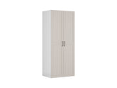 Flex Double-Door Wardrobe 100 cm – White & Cashmere, 2 Rails, 3 Drawers, 240 cm Tall
