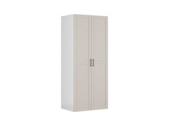 Flex Double-Door Wardrobe 100 cm – White & Cashmere, 2 Rails, 3 Drawers, 240 cm Tall