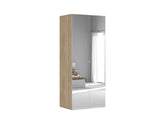 Flex Wardrobe 100 cm – 2-Door Mirrored Wardrobe with Drawers | Sonoma Oak