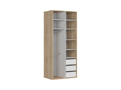 Flex Wardrobe 100 cm – 2-Door Mirrored Wardrobe with Drawers | Sonoma Oak