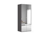 Flex Sliding Wardrobe 100x240 cm – Graphite & Mirror Fronts, 7 Shelves, 3 Drawers, 10-Year Warranty