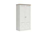 Frija 4-Door Wardrobe with Mirror 103 cm – Andersen Pine White & Artisan Oak, 2 Hanging Rails, Central Shelves