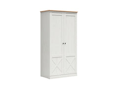 Frija 4-Door Wardrobe with Mirror 103 cm – Andersen Pine White & Artisan Oak, 2 Hanging Rails, Central Shelves