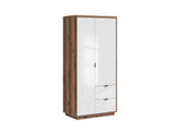 Forn Wardrobe – Dark Delano Oak & White Gloss, 94 cm