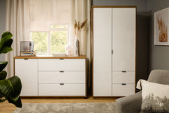 Forn Wardrobe – Dark Delano Oak & White Gloss, 94 cm