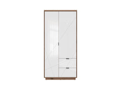 Forn Wardrobe – Dark Delano Oak & White Gloss, 94 cm