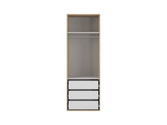 Flex Narrow Wardrobe 75cm – Sonoma Oak & Mirror Front with Drawers