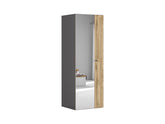Flex Wardrobe 75cm | Graphite & Wotan Oak Mirror Fronts | Hanging Rail, Shelves & 3 Drawers | 75x218cm