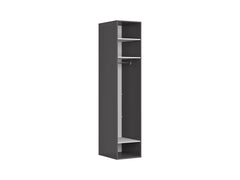 Flex Wardrobe 50 — Slim 1-Door with Hanging Rail & Shelves, Graphite