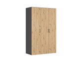 Flex Modular Wardrobe 150 cm – 3 Doors, Graphite / Artisan Oak