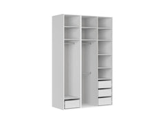 Flex Wardrobe Set 150 cm – White | Mirror Door | 3 Hanging Rails, 9 Shelves & 4 Soft-Close Drawers | 10-Year Warranty