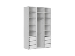 Flex Wardrobe Set 150 cm – 3 Doors with Mirror | White & White Gloss