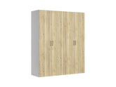 Flex Modular Wardrobe 200 cm – 4 Doors | White & Mauvella Oak