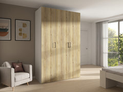 Flex Modular Wardrobe 200 cm – 4 Doors | White & Mauvella Oak