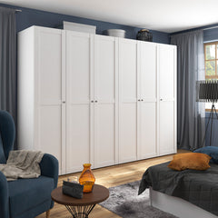 Flex Double Wardrobe 200 cm – White | 3 Rails, 8 Shelves, 4 Drawers & Angled Shoe Shelves