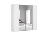 Flex Wardrobe Set 250 cm – White / Mirror, 3-Section with 6 Drawers