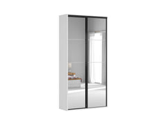 Flex Sliding Door Wardrobe 120 cm – Mirror Front | White & Grey | 7 Shelves, Rail & Drawer | 10-Year Warranty