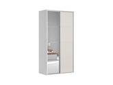 Flex Sliding Door Wardrobe 120 cm – White / Uni Kashmir | Mirror Panel, 3 Drawers, 6 Shelves & 2 Rails