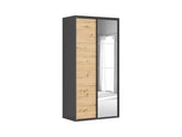 Flex Sliding Door Wardrobe 120 cm | Graphite & Artisan Oak | Mirror | 3 Soft-Close Drawers