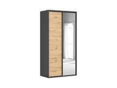 Flex Sliding Door Wardrobe 120 cm | Graphite & Artisan Oak | Mirror | 3 Soft-Close Drawers