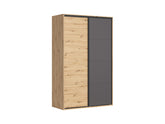 Flex Sliding Door Wardrobe 150 cm – Artisan Oak & Graphite | 4 Shelves, 2 Rails & Shoe Space | Loft Style