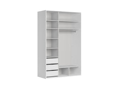Flex Sliding Wardrobe 150x240 cm – White, Mirror Fronts, 7 Shelves, 3 Drawers, 10-Year Warranty