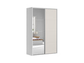 Flex Sliding Wardrobe 150 cm with Mirror – White & Cashmere