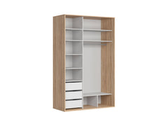 Flex Sliding Door Wardrobe 150 cm – Sonoma Oak / Mirror | 7 Shelves, 3 Drawers & Hanging Rail
