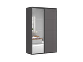 Flex — Sliding Wardrobe 150 × 240 cm | Mirror & Graphite Doors | 7 Shelves & 3 Drawers