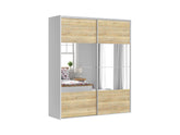 Flex Sliding Door Wardrobe 200 cm – White / Mauvella Oak with Mirrors