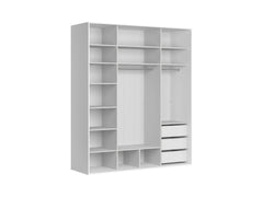 Flex Sliding Wardrobe 200 cm – White & Cashmere | Mirror Sliding Door | 10 Shelves | 2 Hanging Rails | 3 Soft-Close Drawers | Shoe Rack | Grey Canvas Interior | 200×240×66 cm