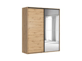 Flex Sliding Wardrobe 200 cm – Artisan Oak & Mirror Door, 6 Shelves, 3 Rails, Soft-Close