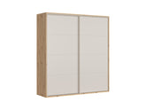Flex Sliding Wardrobe 220×240 cm – 8 Shelves, 3 Hanging Rails, Silent Sliding Doors | Artisan Oak & Cashmere